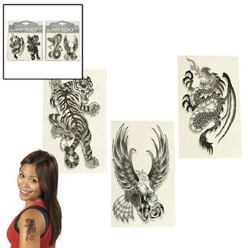 Tattoo 4 verschiedene Motive Tiger Adler Drache Schlange