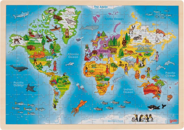 Puzzle aus Holz Einlegepuzzle unsere Welt von goki 192 Teile