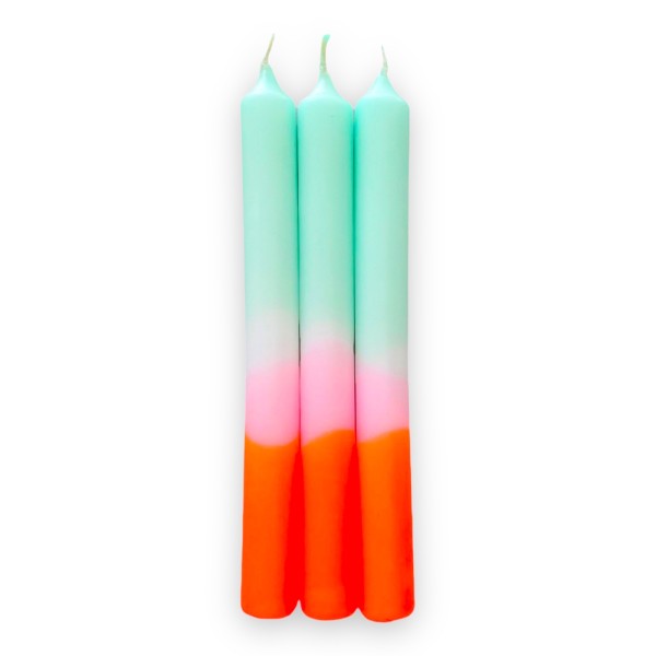 Kerzen-Set Dip Dye Neon Spring Sorbetl 3 Stück von pinkstories