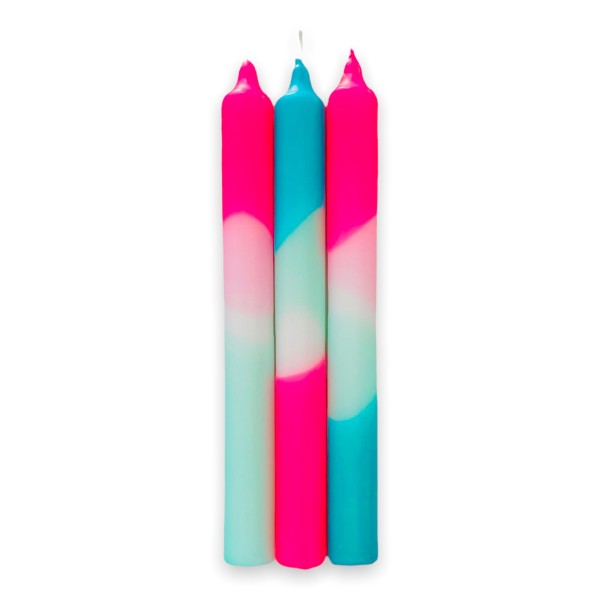 Kerzen-Set Dip Dye Neon Peppermint Clouds 3 Stück von pinkstories