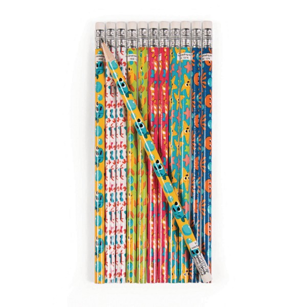 Meerestiere Bleistifte mit Radiergummi 12 Stück
