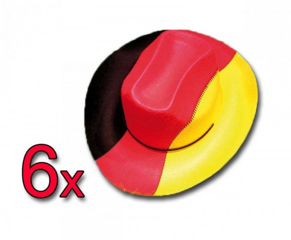 Deutschland Cowboyhut in Deutschland-Farben 6 Stück