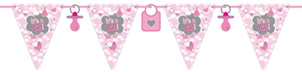 Babyshower Wimpelkette It&#039;s a Girl rosa Babyparty Banner