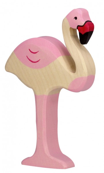 Holztiger Flamingo Holzfigur