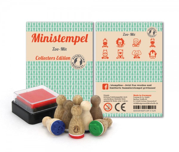 Holz-Stempel Zoo Mix 8 Stück mini