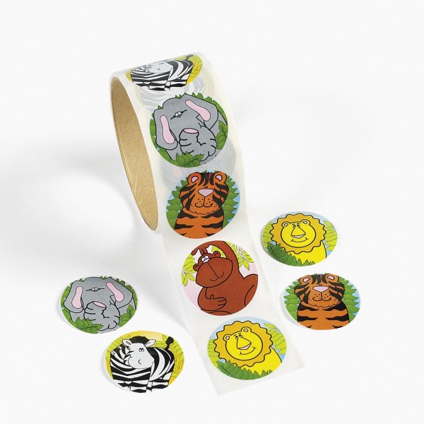 Safari Tiere Aufkleber Zebra Tiger Affe usw. Sticker 100 Stück
