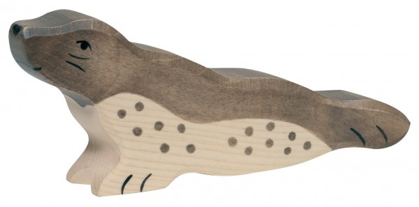 Robbe Kopf hoch Meerestiere Holzfigur Holzspielzeug von Holztiger