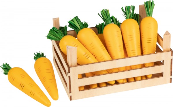 Holz-Möhren Karotten mit Gemüsekiste für Kaufmannsladen Holzküche Holzkinderküche