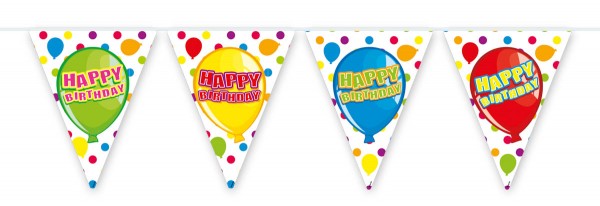Happy Birthday Wimpelkette aus PVC mit Luftballon Motiv