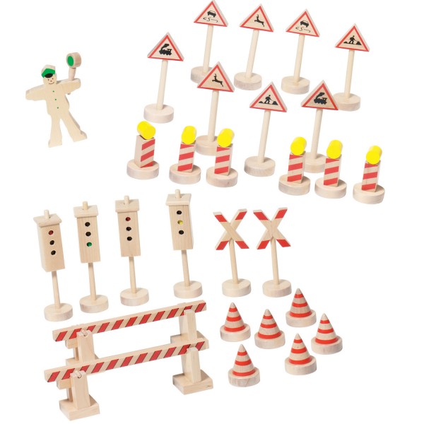 Verkehrszeichen mit Ampel aus Holz Holzspielzeug von goki