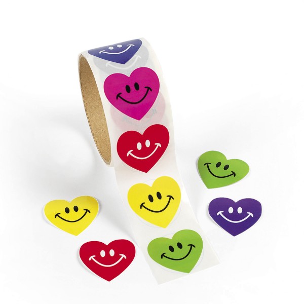 Lachende Herzen Aufkleber Sticker 100 Stück