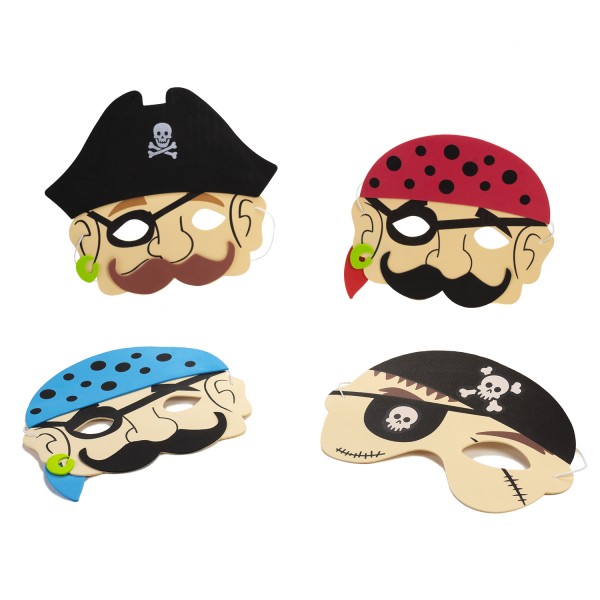 Piraten-Party Masken 4 Motive 12 Stück
