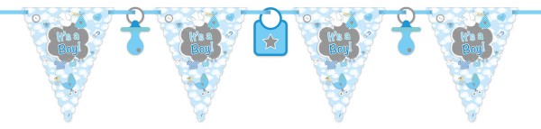 Babyshower Wimpelkette It&#039;s a Boy blau Babyparty Banner