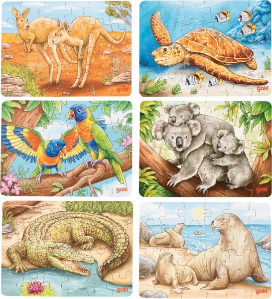 Holzpuzzle Australische Tierwelt Minipuzzle 6 Stück