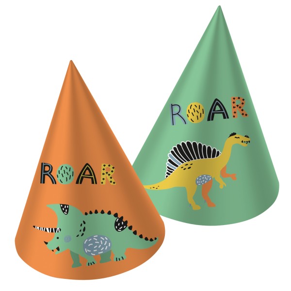 Dinosaurier Dino Roars Partyhüte 6 Stück