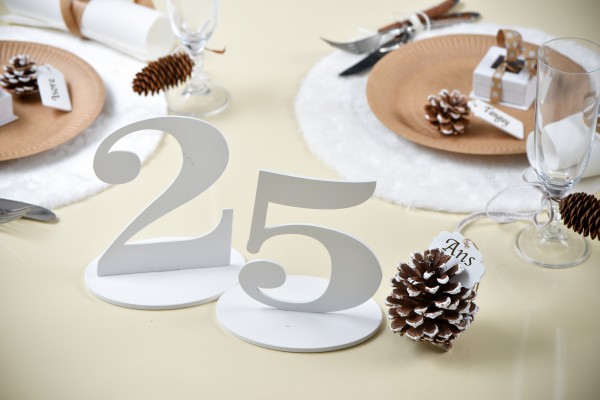XXL Tischdeko Tisch-Zahl 3 aus Holz in Weiß Geburtstag 1 Stück