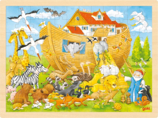 Puzzle aus Holz Einlegepuzzle Arche Noah von goki 96 Teile