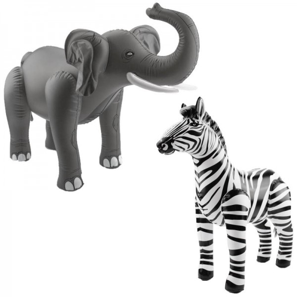 Aufblasbare Tiere Elefant und Zebra