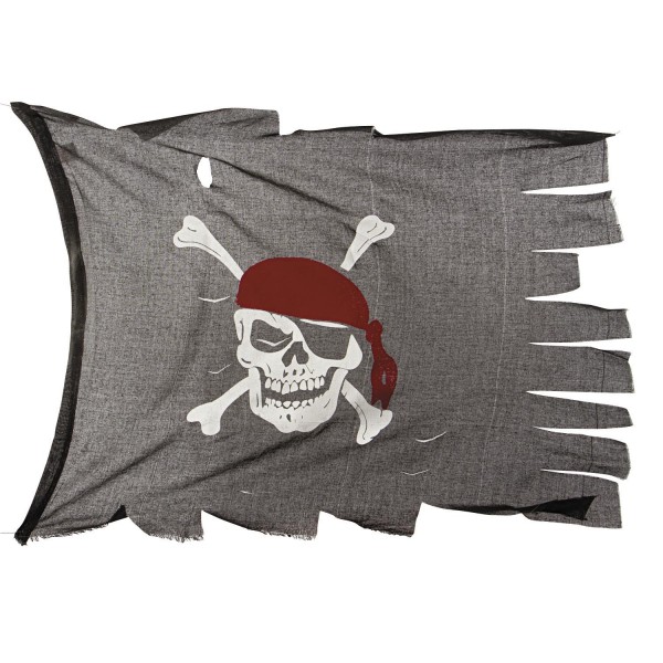 Pirat Piraten Flagge, Fahne mit Totenkopf zerfetzt für Piratenparty