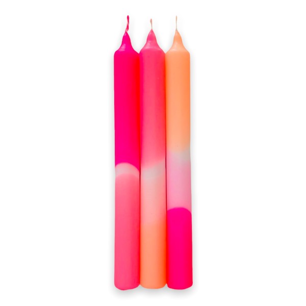 Kerzen-Set Dip Dye Neon Flamingo Dreams 3 Stück von pinkstories