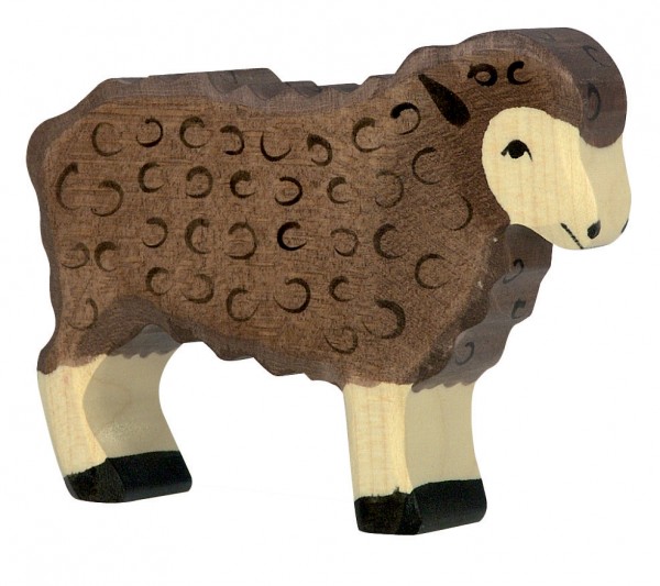 Schaf stehend schwarz Bauernhof Holzfigur Holzspielzeug von Holztiger