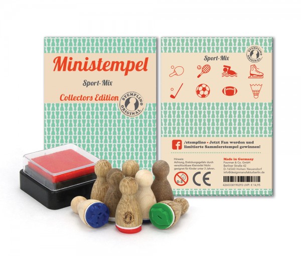 Holz-Stempel Sport Mix 8 Stück mini
