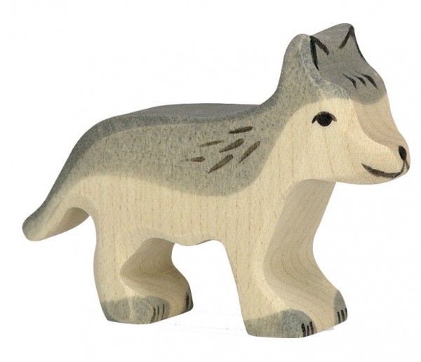Wolf klein Holzfigur Holzspielzeug Waldtier von Holztiger