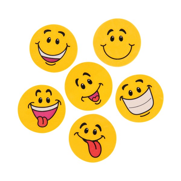 Lachende Gesichter Radiergummi in 6 Motiven 12 Stück