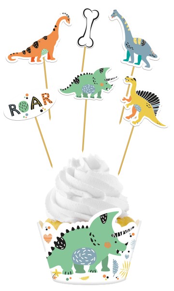 Dinosaurier Dino Roars Cupcake Deko-Set 12-teilig