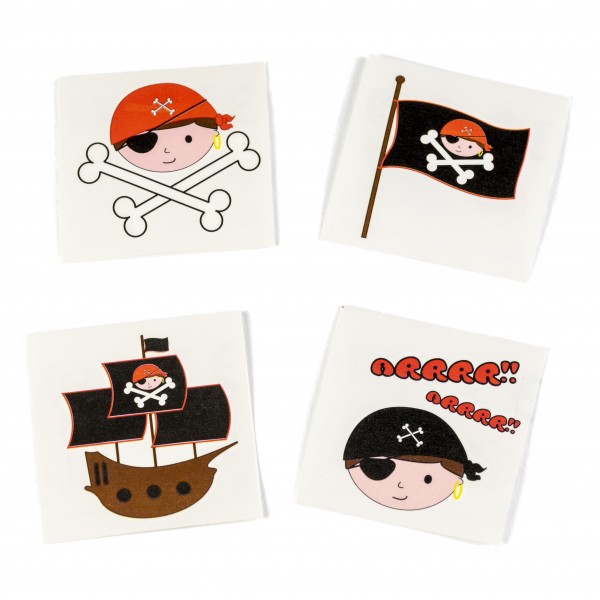 Piraten-Party Kinder-Tattoos 4 Motive 36 Stück
