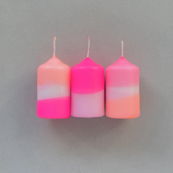 Kerzen-Set Dip Dye Neon Flamingo Cookies 3 Stück von pinkstories