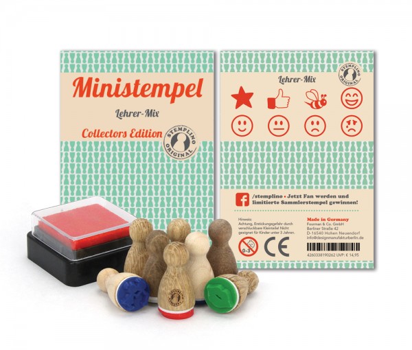 Holz-Stempel Lehrer Mix 8 Stück mini