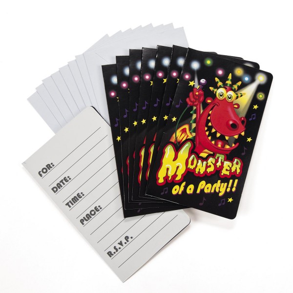 Lustige Monster Einladungskarten Halloween 8 Stück mit Umschlag