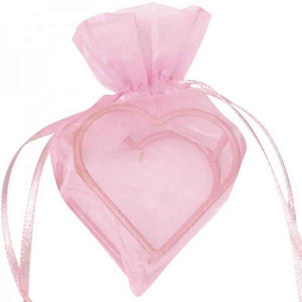Herz Organzabeutel für Gastgeschenk rosa 4 Stück