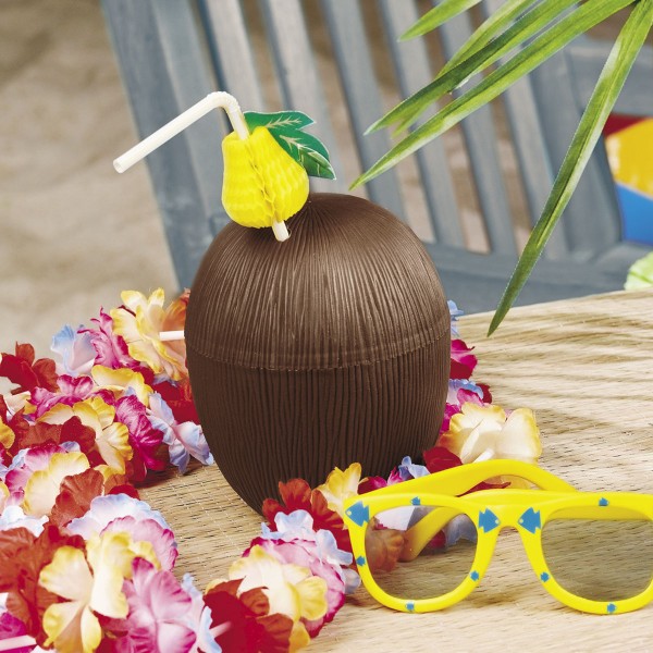 Kokosnuss Trinkflasche für Aloha Hula Hawaii Beachparty 12 Stück