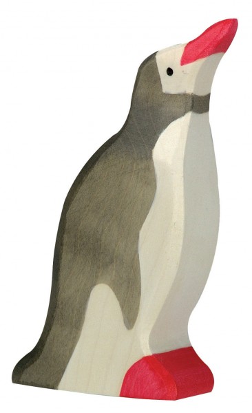 Holztiger Pinguin Kopf hoch