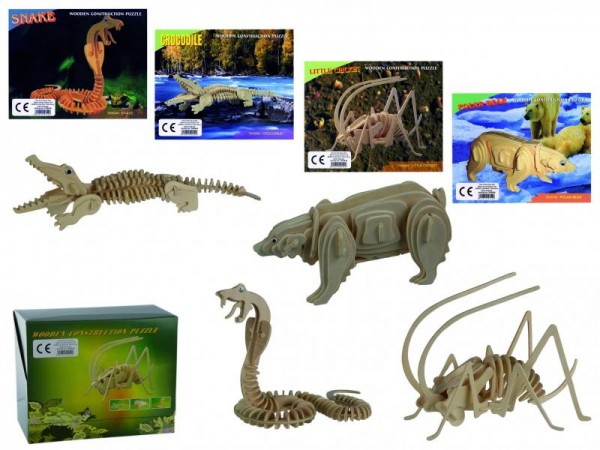 3D Puzzle Holzpuzzle Wildtiere in 4 verschiedenen Motiven 4 Stück