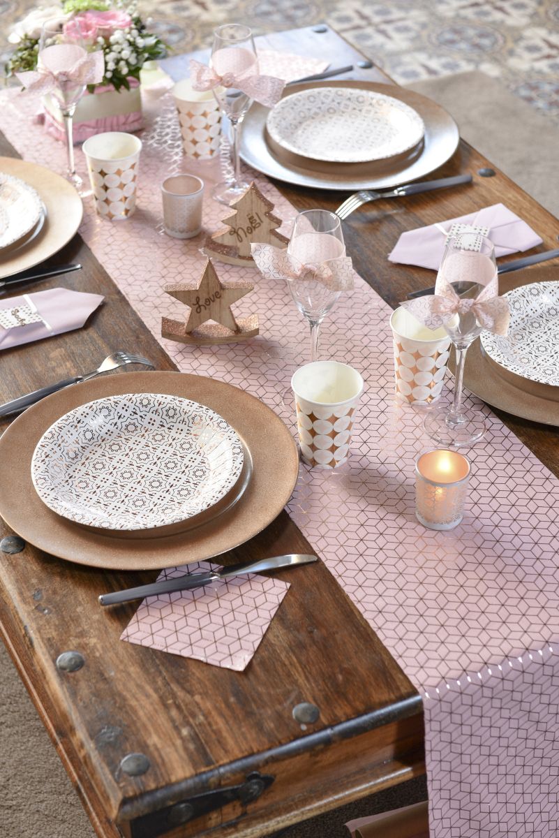 Hochzeit aus Tischläufer mit Muster Rose Rosa Kupfer Baumwolle Tischläufer | cama24 | |
