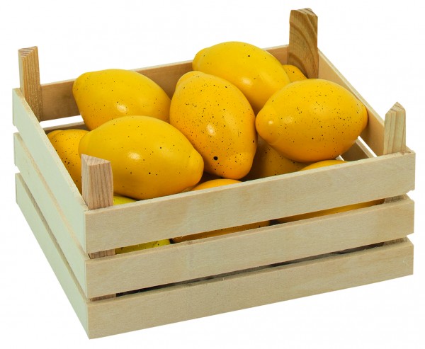Holz-Zitronen in Obstkiste für Kaufmannsladen Holzküche Holzkinderküche