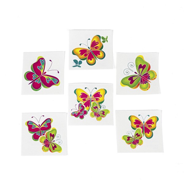 Tattoos bunte Schmetterlinge in 6 Motiven