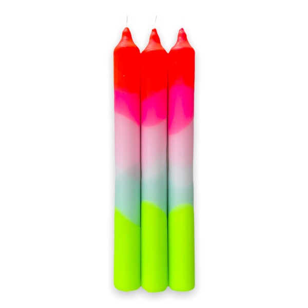 Kerzen-Set Dip Dye Neon Lollipop Trees 3 Stück von pinkstories