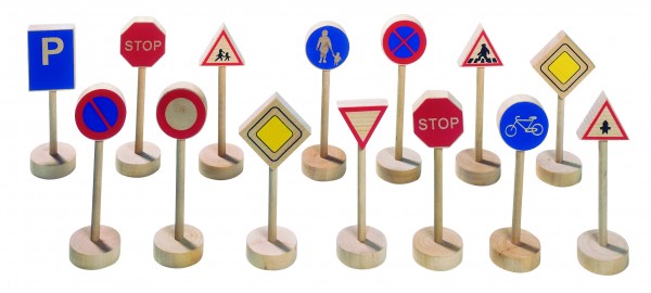 Verkehrszeichen aus Holz 15 Stück Holzspielzeug von goki