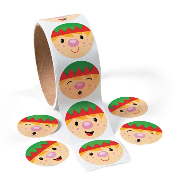 Lustige Weihnachts-Elfen Gesichter Aufkleber Sticker 100 Stück