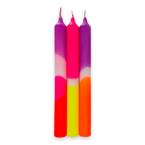 Kerzen-Set Dip Dye Neon Pink Infusion 3 Stück von pinkstories