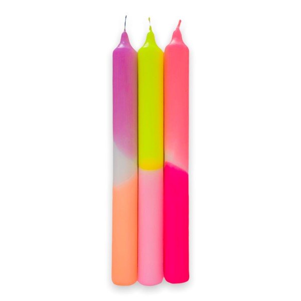 Kerzen-Set Dip Dye Neon Summer Breeze 3 Stück von pinkstories