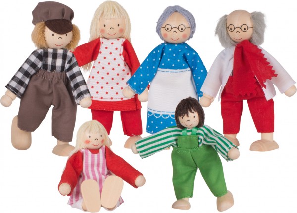 Puppenhaus Puppen Biegepuppen Bauernfamilie goki 6 Teile Puppenstube