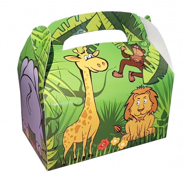 Geschenkboxen Safari lustige Tiere Faltbox aus Pappe 12 Stück
