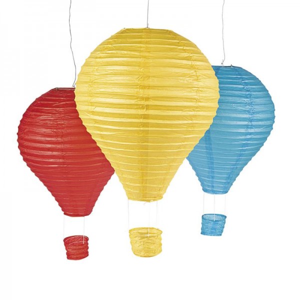 Lampion Laternenset Heißluftballon in 3 verschiedenen Farben 3 Stück
