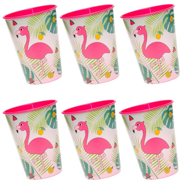 Flamingo Hawaii Kunststoff Becher 6 Stück