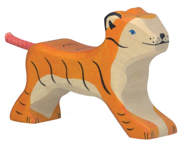 Tiger klein laufend Safari Holzfigur Holzspielzeug von Holztiger
